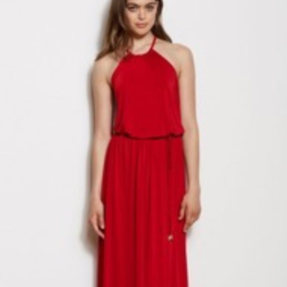 Armani Exchange Red Maxi Dress with Belt - Picture 2 of 4